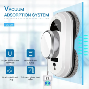 Window Vacuum Cleaner, Vacuum Cleaning Robot Super Suction with 5600Pca, Intelligent Anti-Drop and Power Off Battery Life with Remote Control for Windows/Glass Door/Tiles